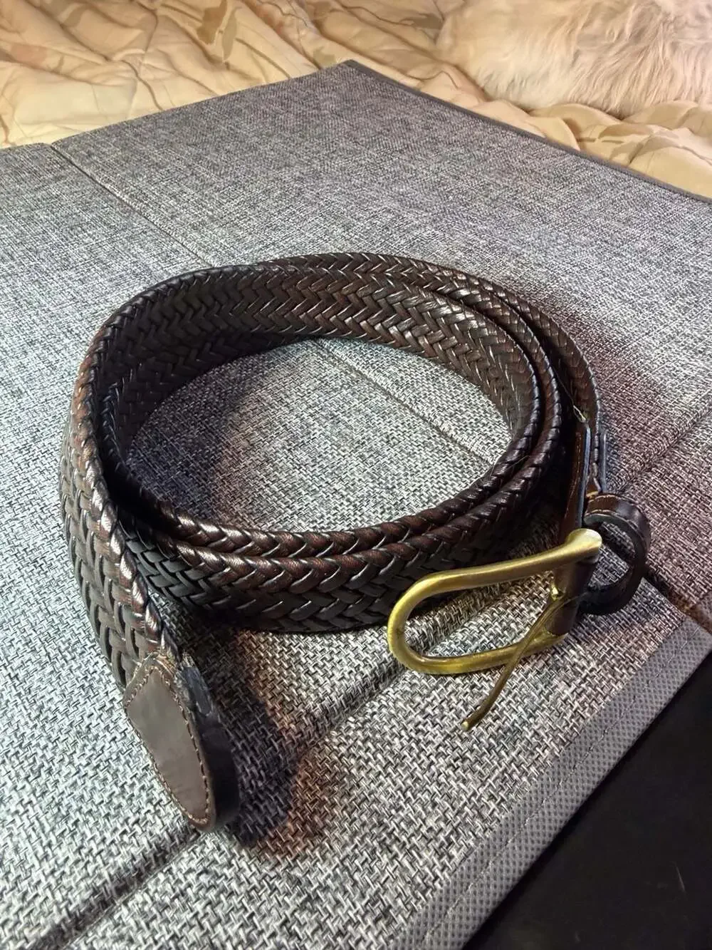 Perry Ellis Portfolio Men's Dark Brown Braided Leather Belt Size 46 KP65106
